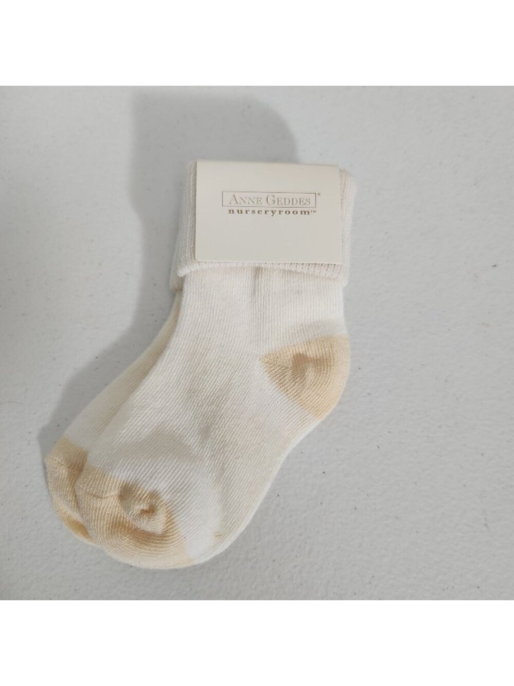 Anne Geddes Nurseryroom Infant Socks Cream & Tan 63% Cotton Size 0-6 Months